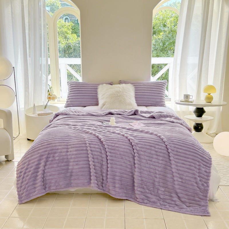 Superweiche Kaninchenfell-Optik Decke für warme Abende auf Sofa & Bett