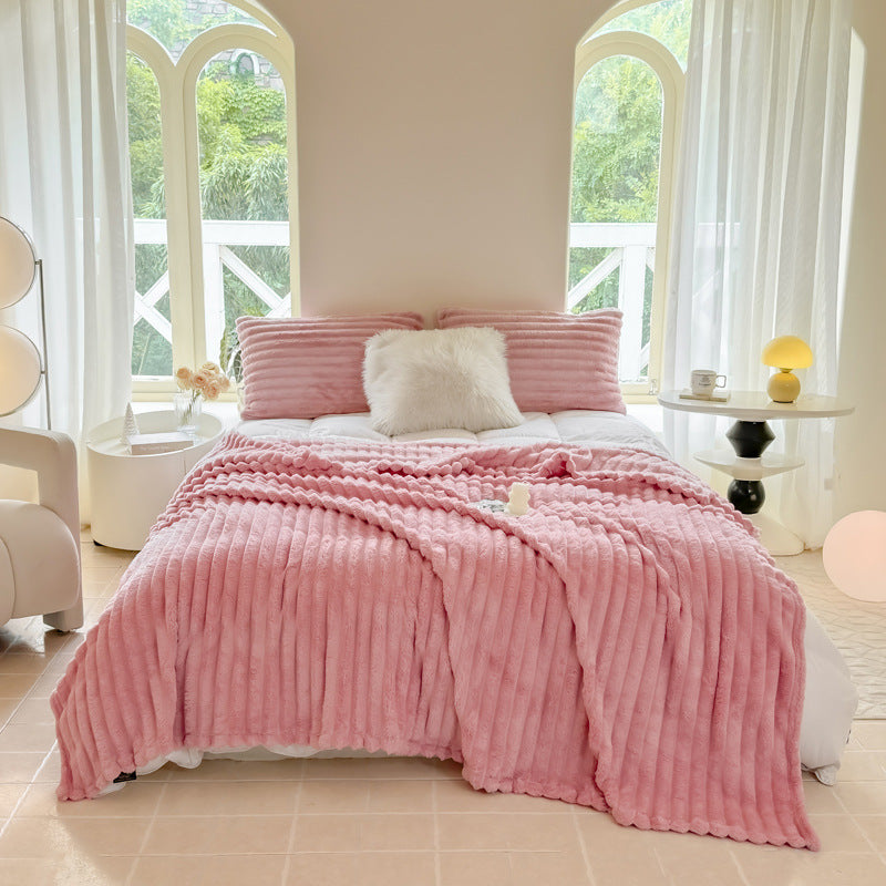 Superweiche Kaninchenfell-Optik Decke für warme Abende auf Sofa & Bett