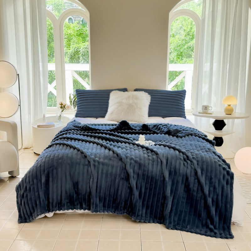 Superweiche Kaninchenfell-Optik Decke für warme Abende auf Sofa & Bett